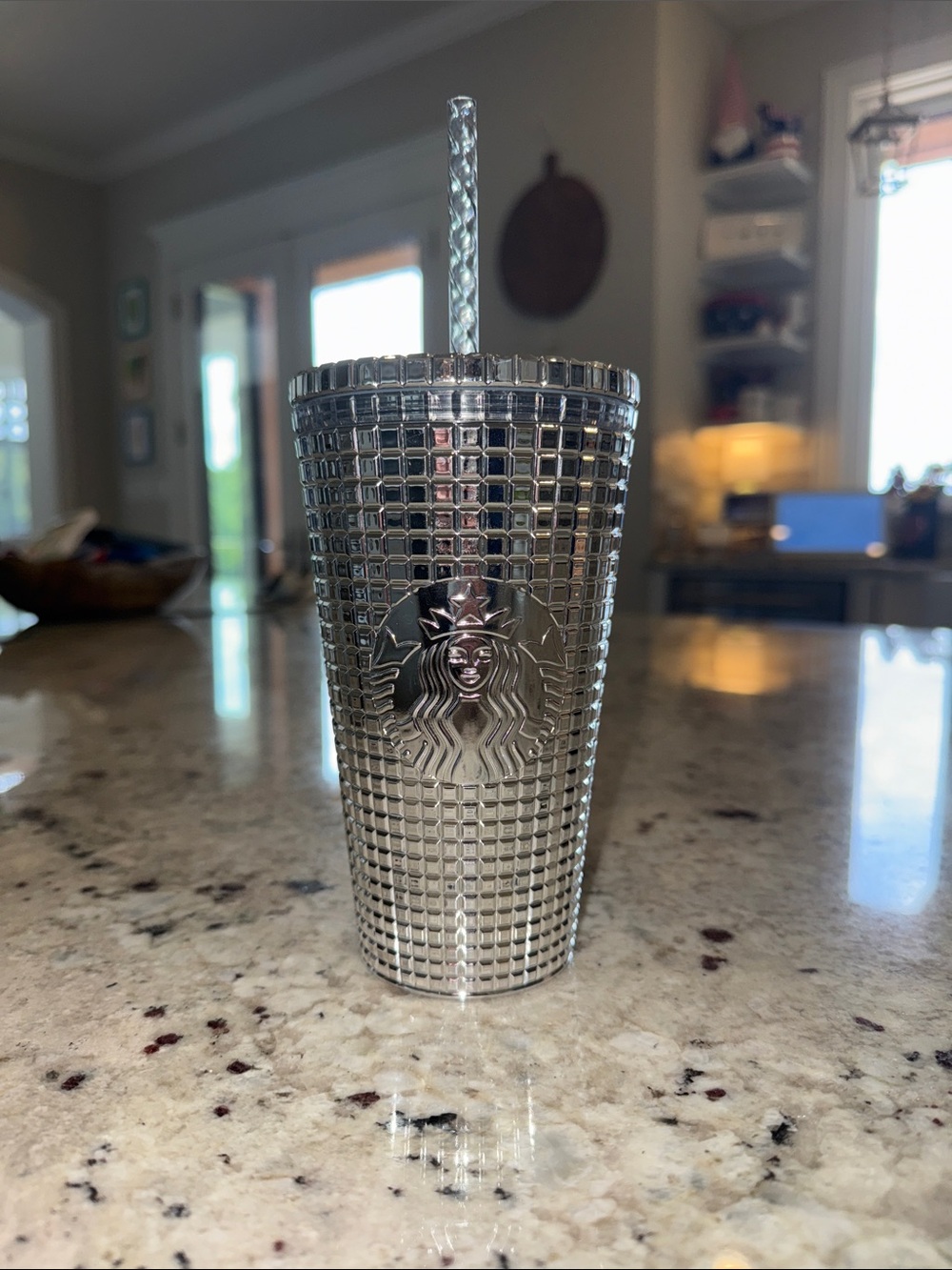 Starbucks Metallic Silver Studded Tumbler with Straw